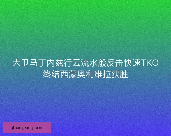 大卫马丁内兹行云流水般反击快速TKO终结西蒙奥利维拉获胜